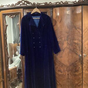 Vintage 1950's Navy Blue Opera Velvet Coat with Satin Lining.